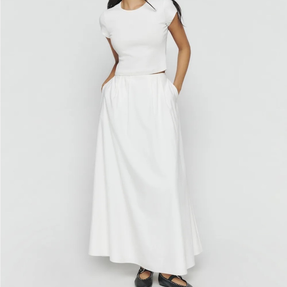 Reformation Lucy White Maxi Skirt